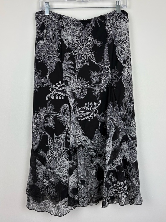 JKLA California Dresses & Skirts - Vintage 90s Black & White Paisley Skirt XL EUC Whimsigoth Fairycore Sheer Flowy
